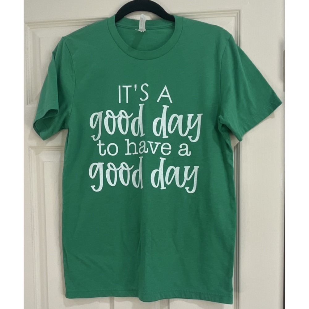 Bella + Canvas Green Graphic Print Crew Neck Short Sleeve T-Shirt Unisex Size M